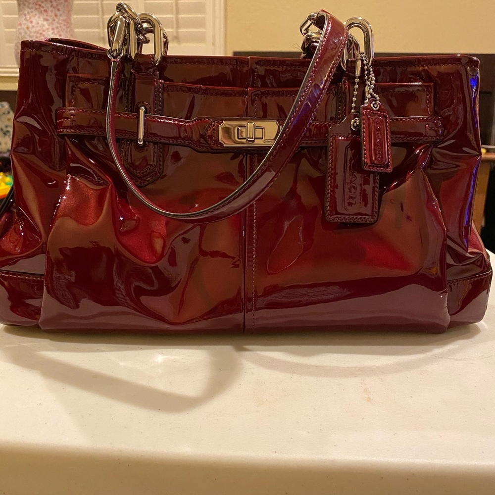 Coach Chelsey Jayden EW Satchel,red patent leather